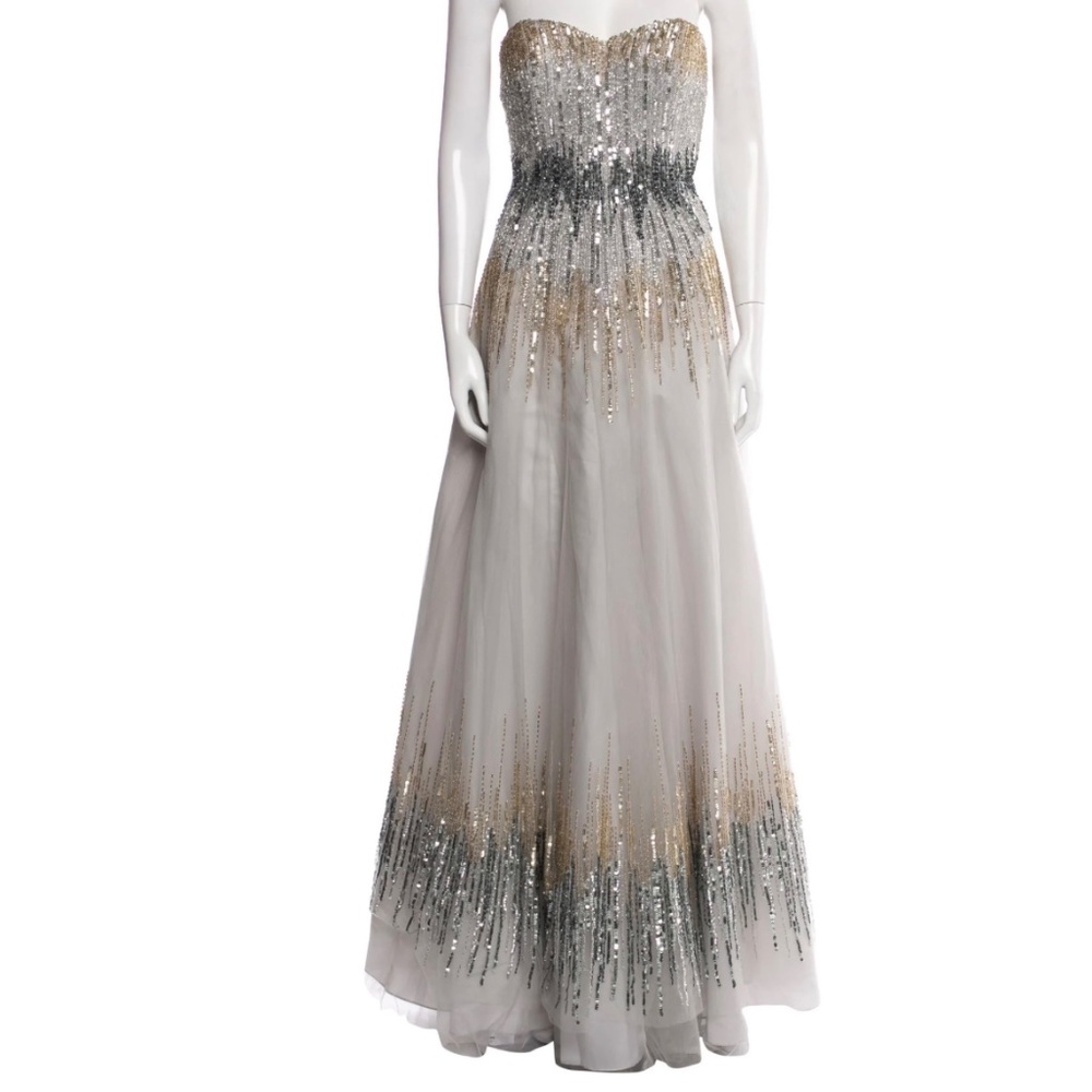 NWT Basix Black Label Strapless Ombré Sequin Ball Gown